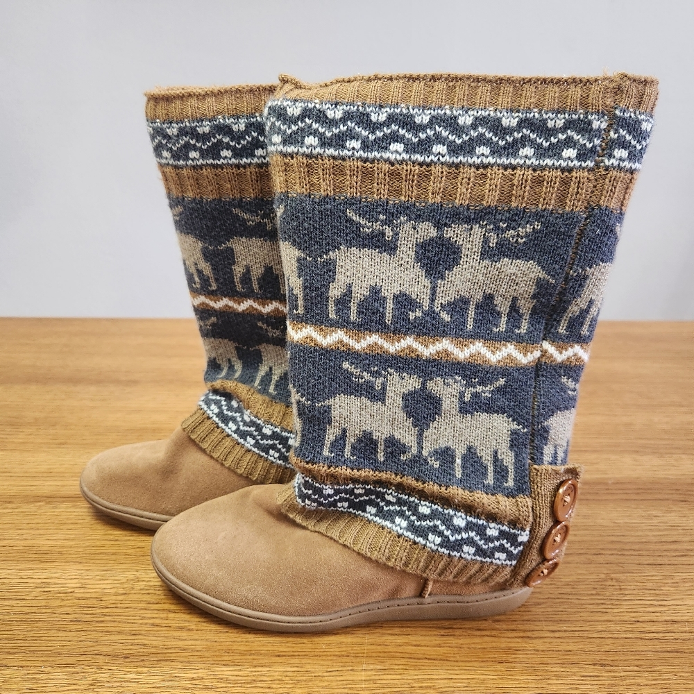 Skechers Women's SKCH +3 Suede Boots Faux Sherling Lining Removable Knit Cover